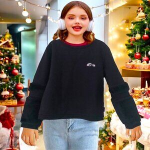 LOUD APPAREL-London Cool Kids Black Sweatshirt Organic Cotton Fur Trim NEW Sz 12